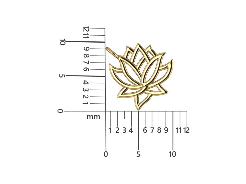 14K Yellow Gold Lotus Flower Charm