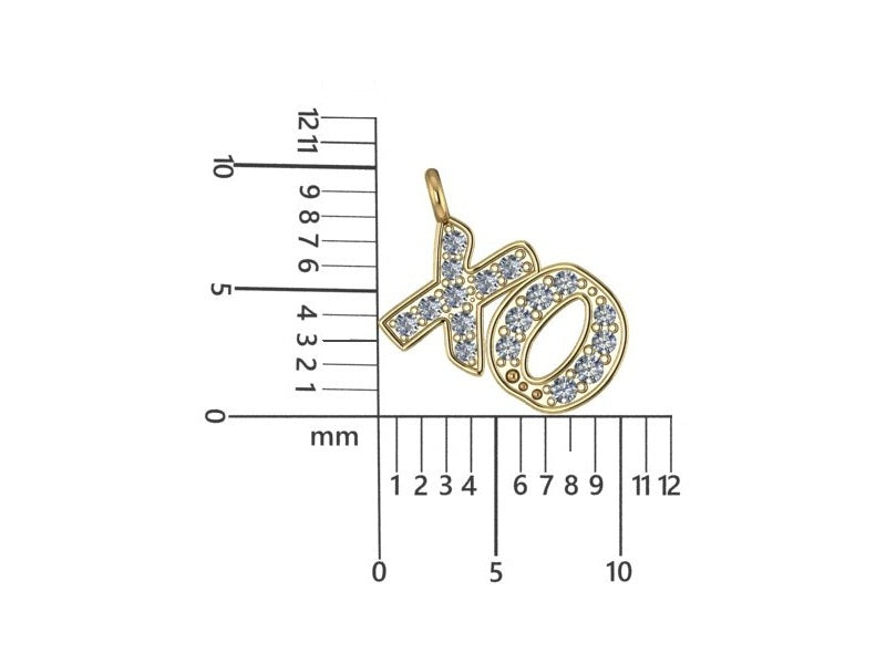 14K Yellow Gold XO Charm with Dia