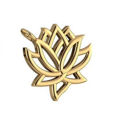 14K Yellow Gold Lotus Flower Charm