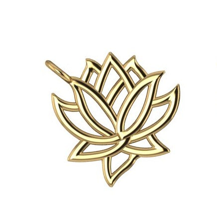 14K Yellow Gold Lotus Flower Charm