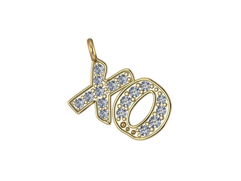 14K Yellow Gold XO Charm with Dia