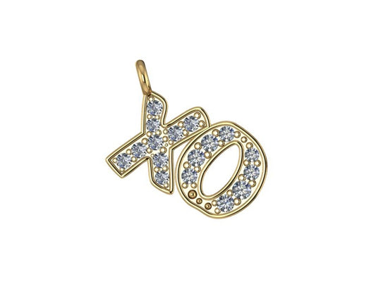 14K Yellow Gold XO Charm with Dia