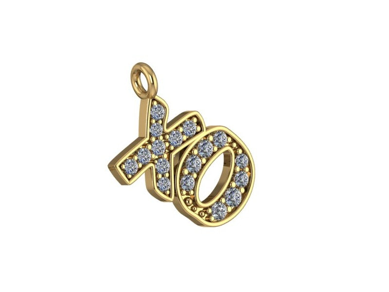 14K Yellow Gold XO Charm with Dia