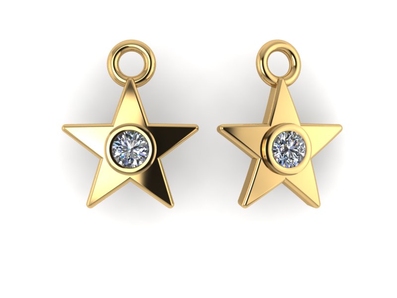 14K Yellow Gold Star Charm with Dia