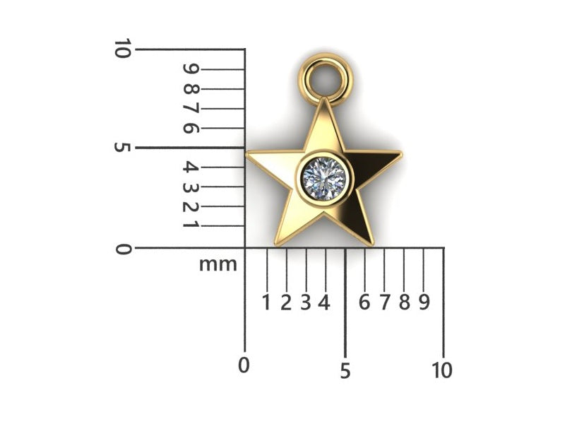 14K Yellow Gold Star Charm with Dia