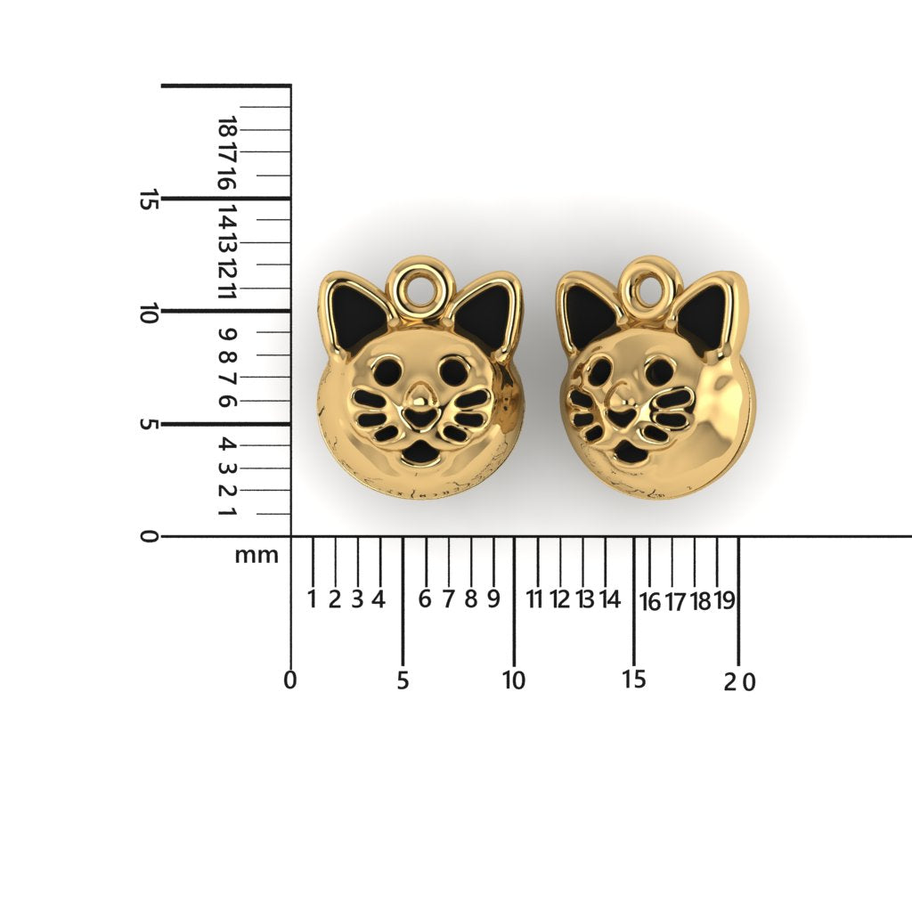 14K Yellow Gold Cat Face Charm