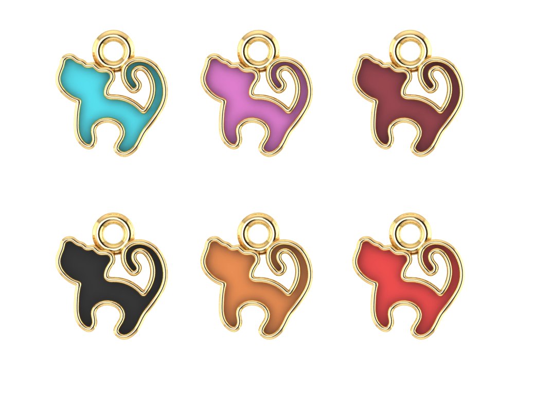 14K Yellow Gold Sweet & Petite Kitty Cat Charm