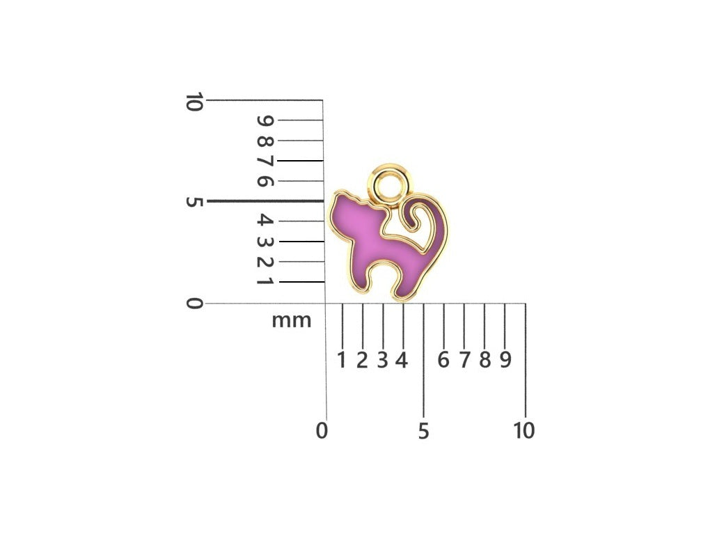 14K Yellow Gold Sweet & Petite Kitty Cat Charm