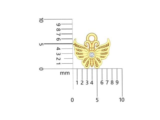 14K Yellow Gold Butterfly Charm with Dia