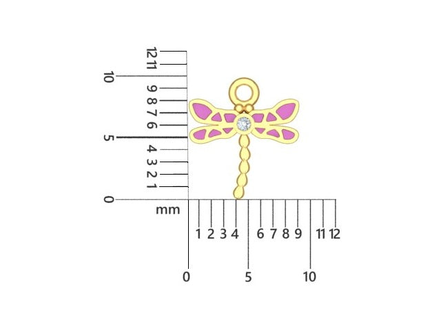 14K Yellow Gold Dragonfly Charm with Dia