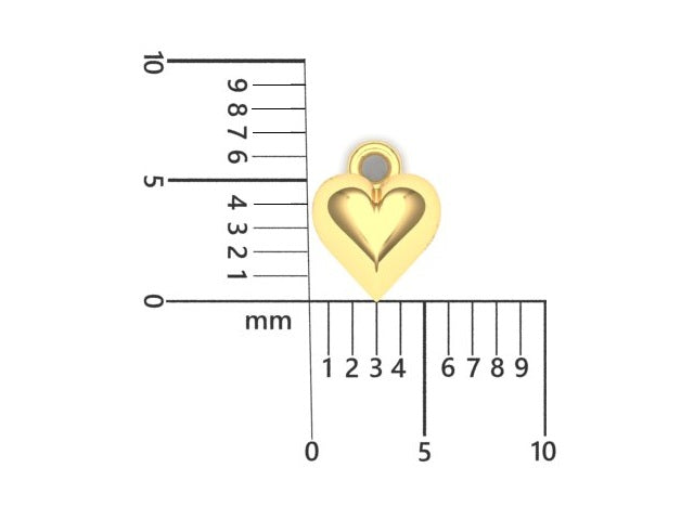14K Yellow Gold Heart Shape Charm